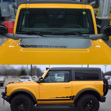 Load image into Gallery viewer, Matte Black Wildtrak Hood &amp; Mountain Waistline Stripe Decal for Ford Bronco (2021–2023) | Off-Road Vinyl
