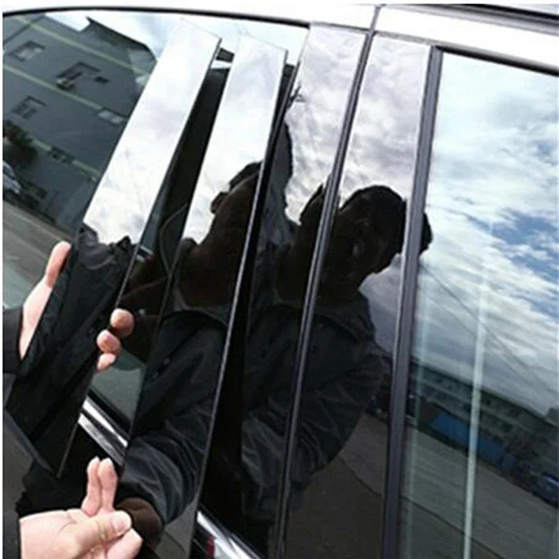 For Buick Lacrosse 2010-2016 6PCS Glossy Black B C Pillar Stickers Window Door Column Trim Cover Decoration Styling Accessories