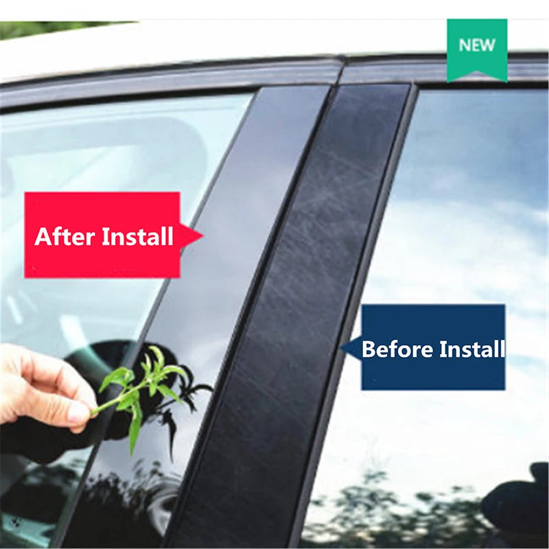 For Mercedes-Benz C-Class (W203) 2001-2007 Glossy Piano Black Car Door Window Pillar Center Post Trim Stickers