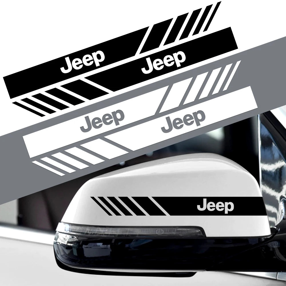 Rearview Mirror & Body Badge Emblem Decal for Jeep Renegade | 2-Piece Vinyl Sticker Set