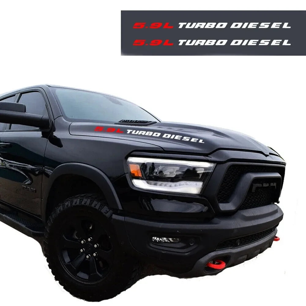 2pcs Truck Hood Vinyl Decals Car Stickers 5.9L Turbo Diesel Emblem for Dodge RAM 1500 2500 3500  car accessories