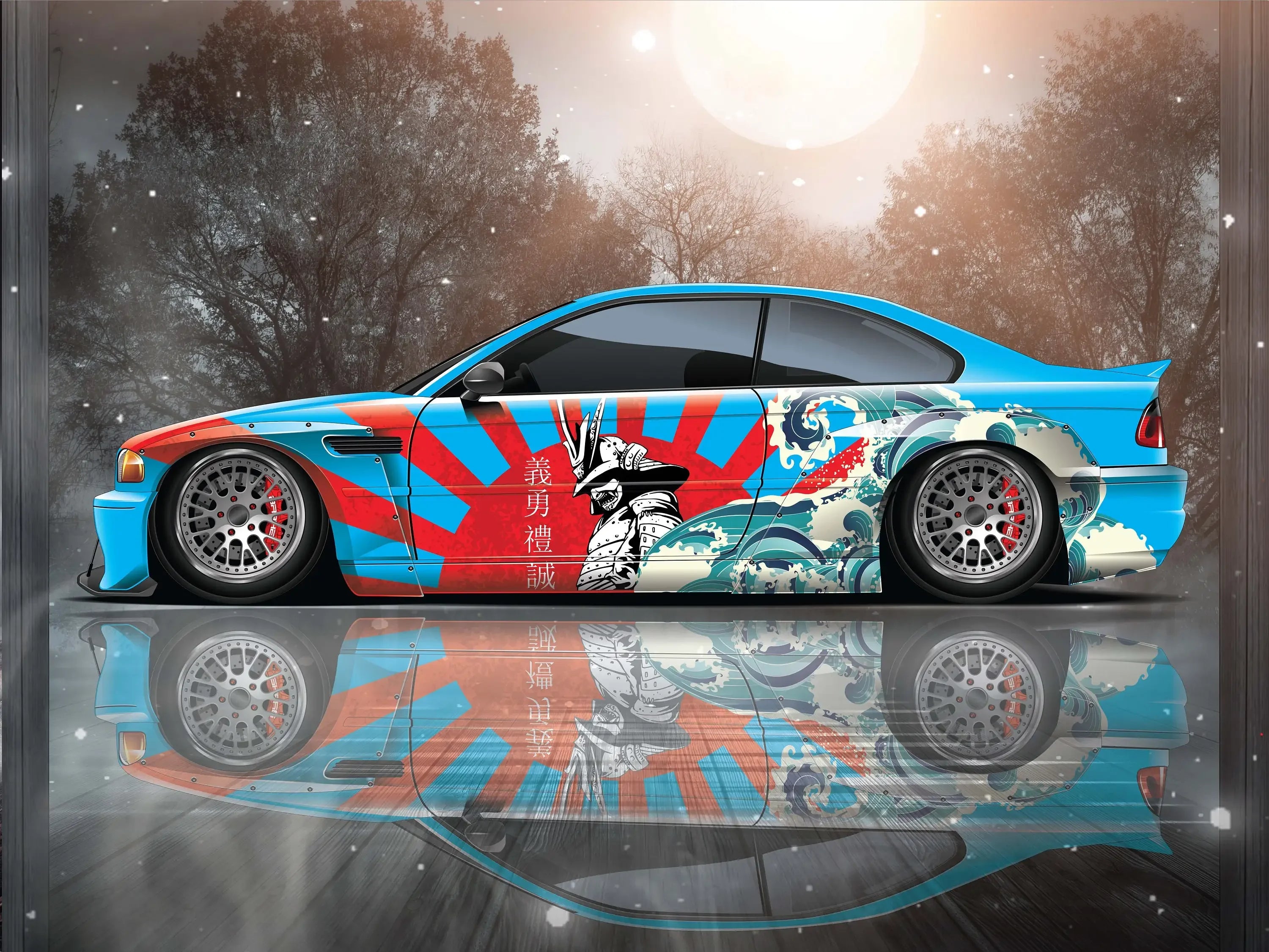 Samurai Car Wrap - Japanese Vehicle Livery Cast Vinyl Sticker for Anime-Inspired Car Decoration