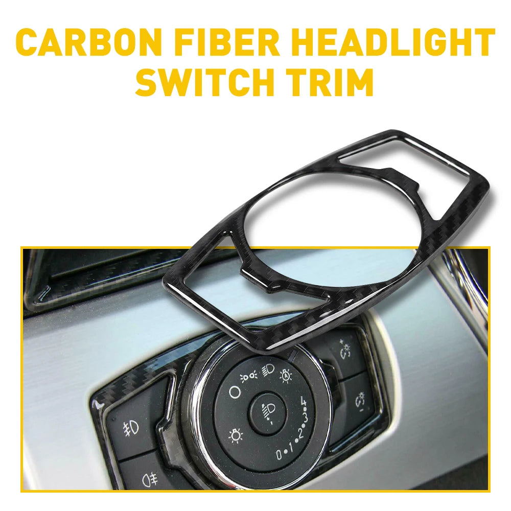 Carbon Fiber Headlight Switch Trim Cover for Ford Mustang (2015+) | 1pc
