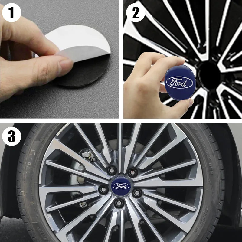 Wheel Center Hub Cap Cover Badge Stickers for Ford F-150 / Focus | 4-Piece 65mm / 60mm / 56mm
