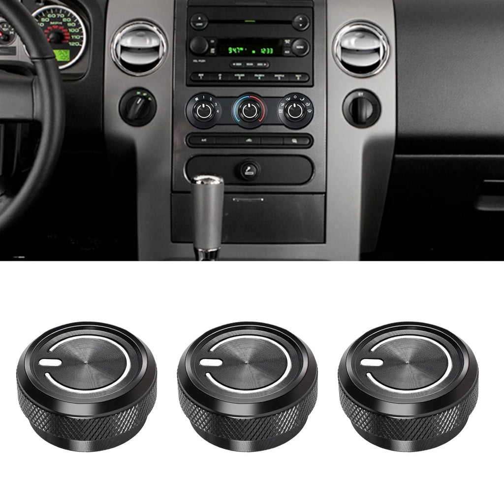Aluminum Alloy A/C Temperature Control Knob Buttons for Ford (OEM 3F2Z-18519-AA) | 3-Piece