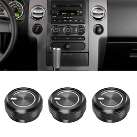 Aluminum Alloy A/C Temperature Control Knob Buttons for Ford (OEM 3F2Z-18519-AA) | 3-Piece