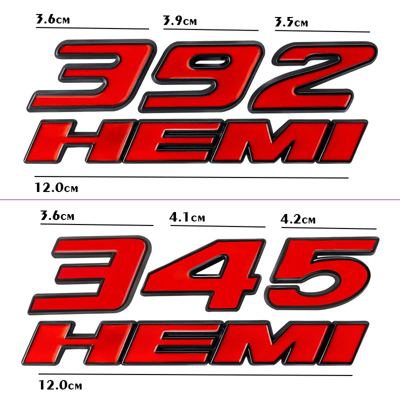 3D Metal HEMI 392 345 Emblem Badge Sticker for Dodge Charger / RAM 1500 / Journey / Caliber