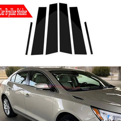 For Buick Lacrosse 2010-2016 6PCS Glossy Black B C Pillar Stickers Window Door Column Trim Cover Decoration Styling Accessories