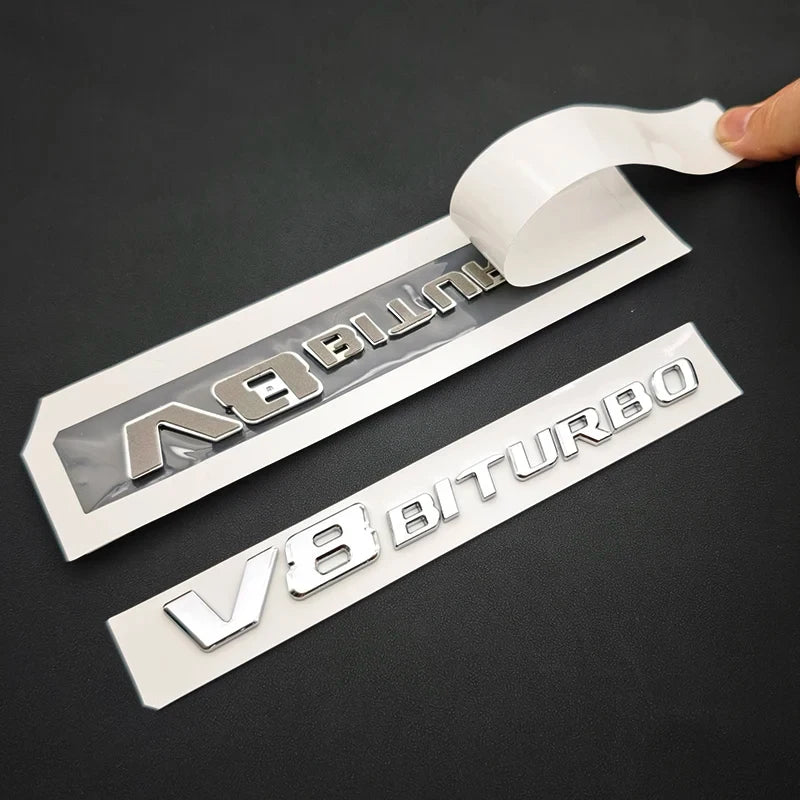 3D ABS Chrome C63S Logo V8 BITURBO Badge Trunk Emblem Sticker for Mercedes-Benz AMG | Decal