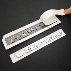3D ABS Chrome C63S Logo V8 BITURBO Badge Trunk Emblem Sticker for Mercedes-Benz AMG | Decal