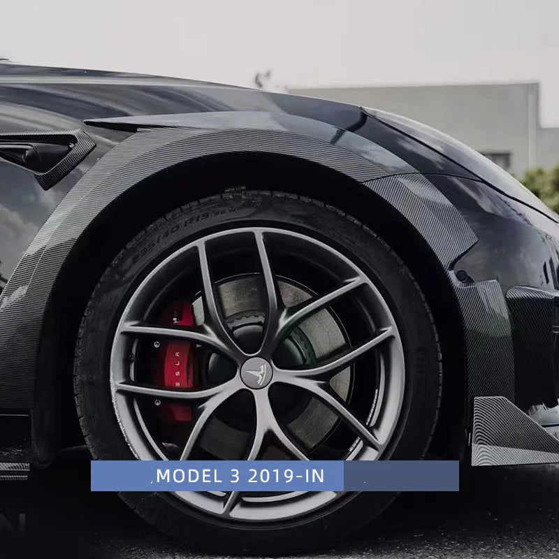 Wide Body Kit for Tesla Model 3 (2019+) | ABS Carbon Fiber Splash Guard, Mudguard & Fender Extensions