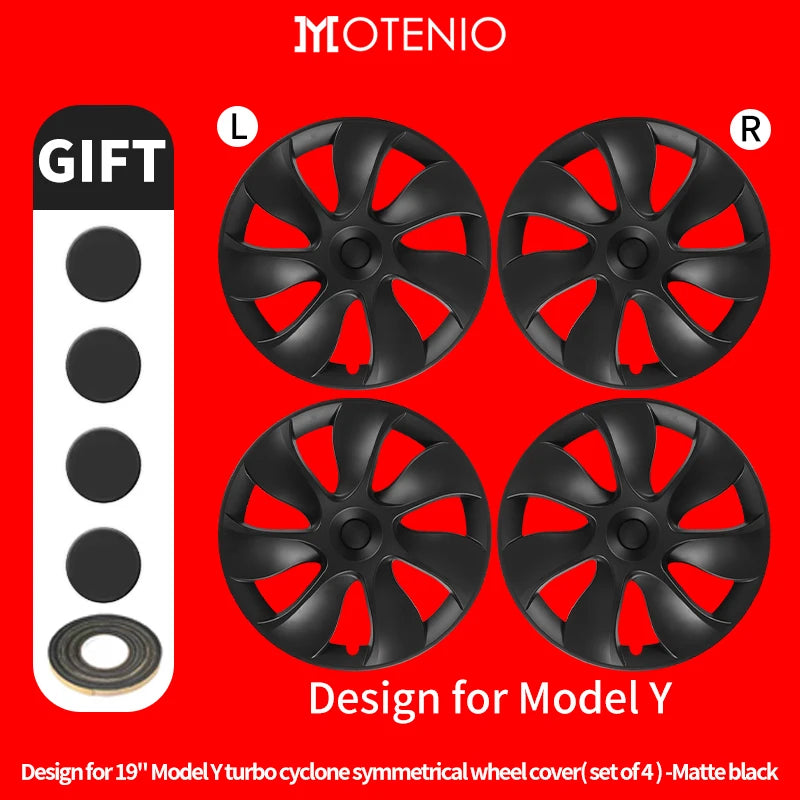 19" Blade Wheel Cover Caps for Tesla Model Y (2020–2024) | 4-Piece Full Coverage Hub Cap Set