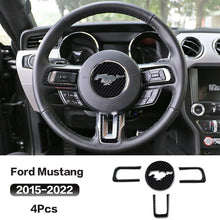 Load image into Gallery viewer, Carbon Fiber Steering Wheel Trim Sticker for Ford Mustang | 4-Piece Interior Set