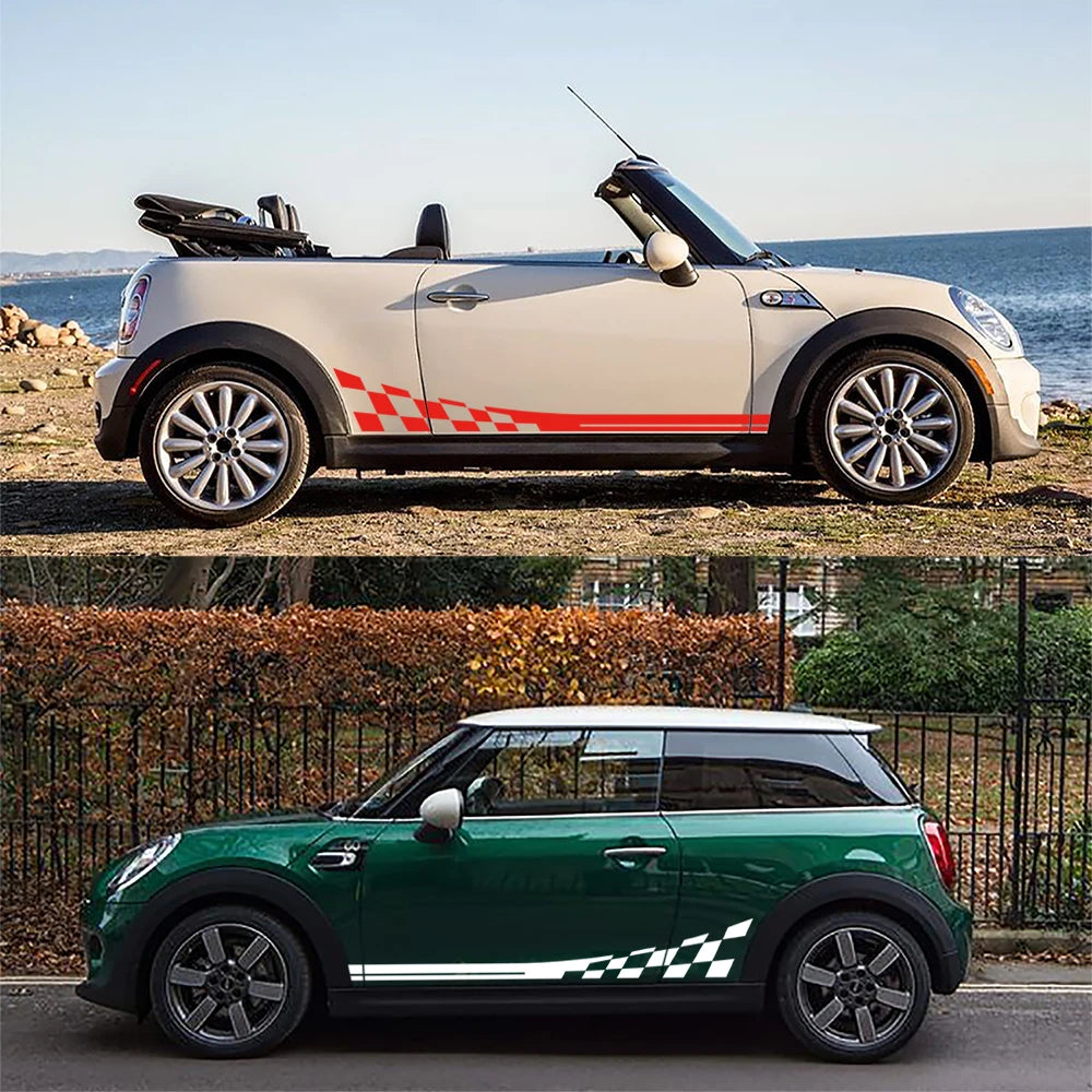 Checkered Flag Side Skirt Decals for Mini Cooper S / JCW / Clubman / Countryman | Racing Vinyl