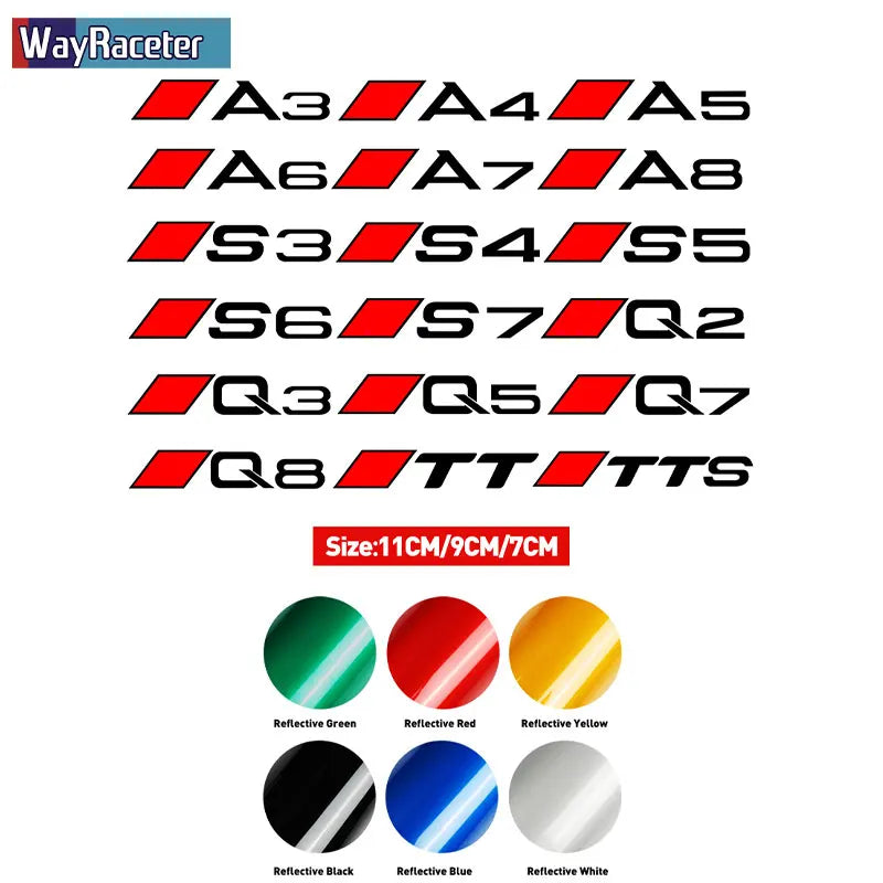 Audi Brake Caliper Decal Set – High-Temp Reflective Vinyl | A3 A4 A5 A6 A7 A8 Q2 Q3 Q5 Q7 Q8 TT TTS S-Line (6 Pcs)
