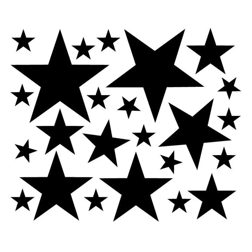 Star Pattern Car Decals | 24-Piece Waterproof Auto Tuning Vinyl Sticker Set for Bumper & Window