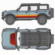 Load image into Gallery viewer, Retro Sunset Hood &amp; Waistline Stripe Decal for Ford Bronco (2021–2023) | Custom Vinyl Wrap Graphics