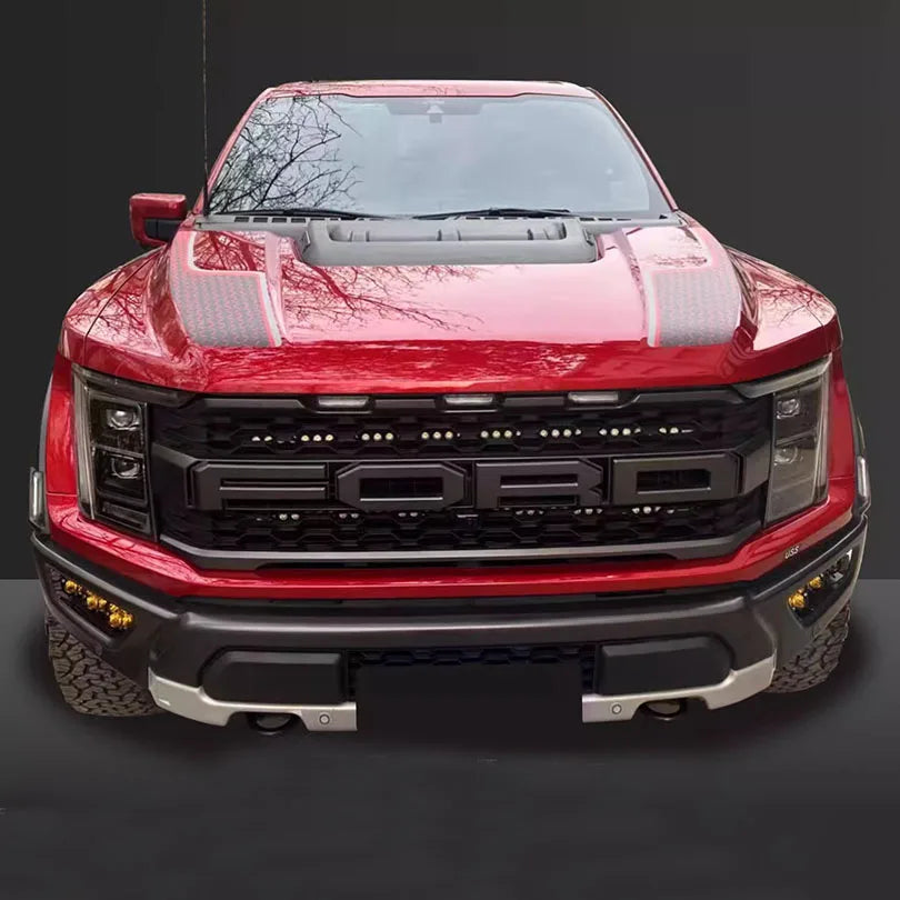 Tracery Splash Hood, Bedside & Letter Stripe Decal for Ford F-150 Raptor (2021–2023) | Vinyl Graphics Kit