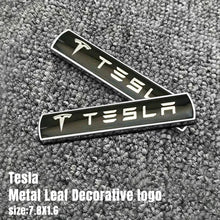 Cargar imagen en el visor de la galería, Metal Logo Trunk Modification Emblem for Tesla Model 3 / Y / S / X | Leaf Plate Car Badge