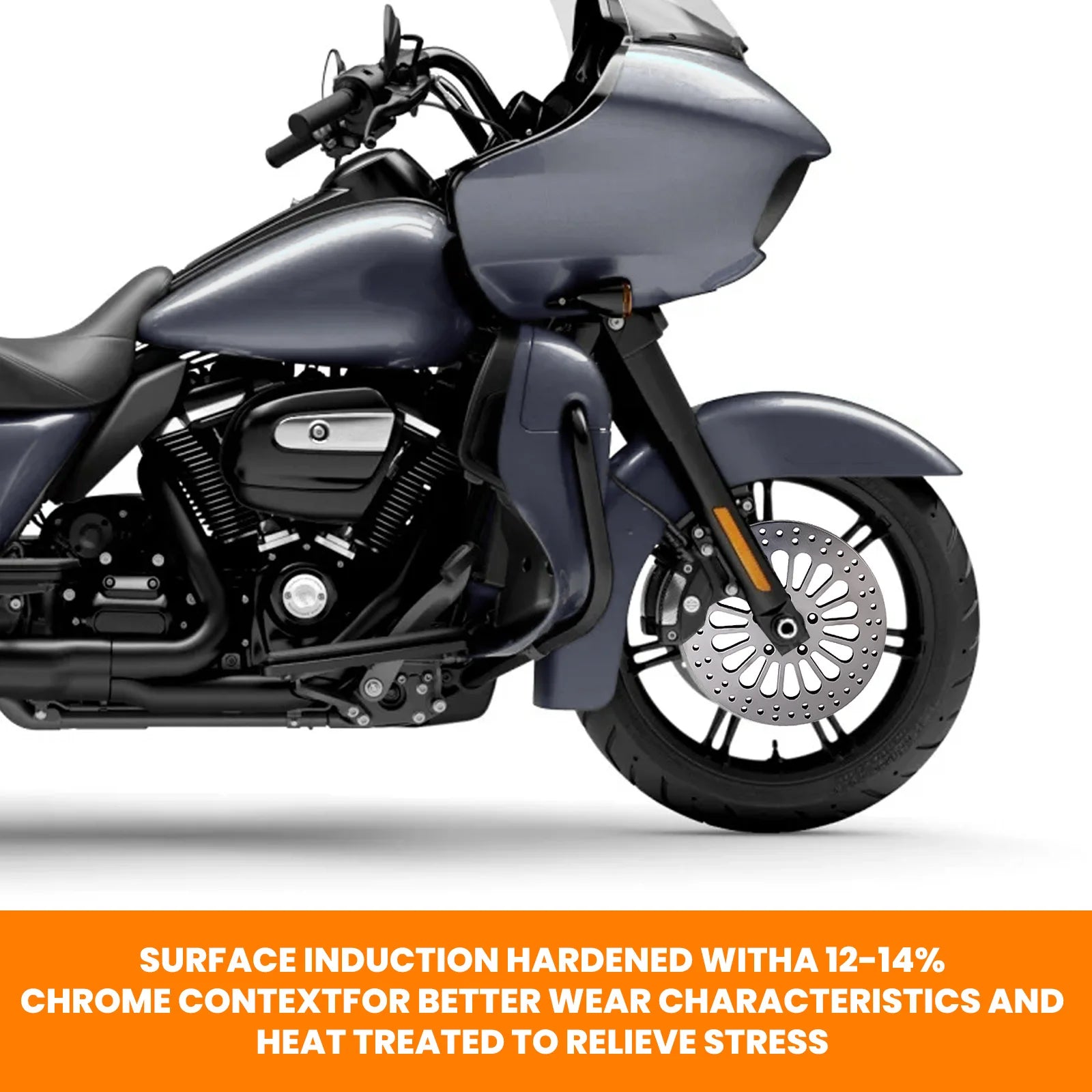 Polished Front 11.8 Disc Drilled Brake Rotor for  Harley Dyna models Touring with 11.8" 300 mm  M-RT-1100