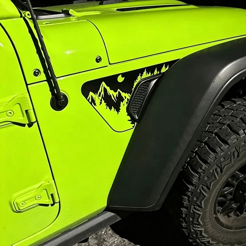 Mountains and Trees Car Stickers Decoration Fender Vent Exterior Accessories Vinyl Decals for Jeep Wrangler JL JLU JT 2018-2026