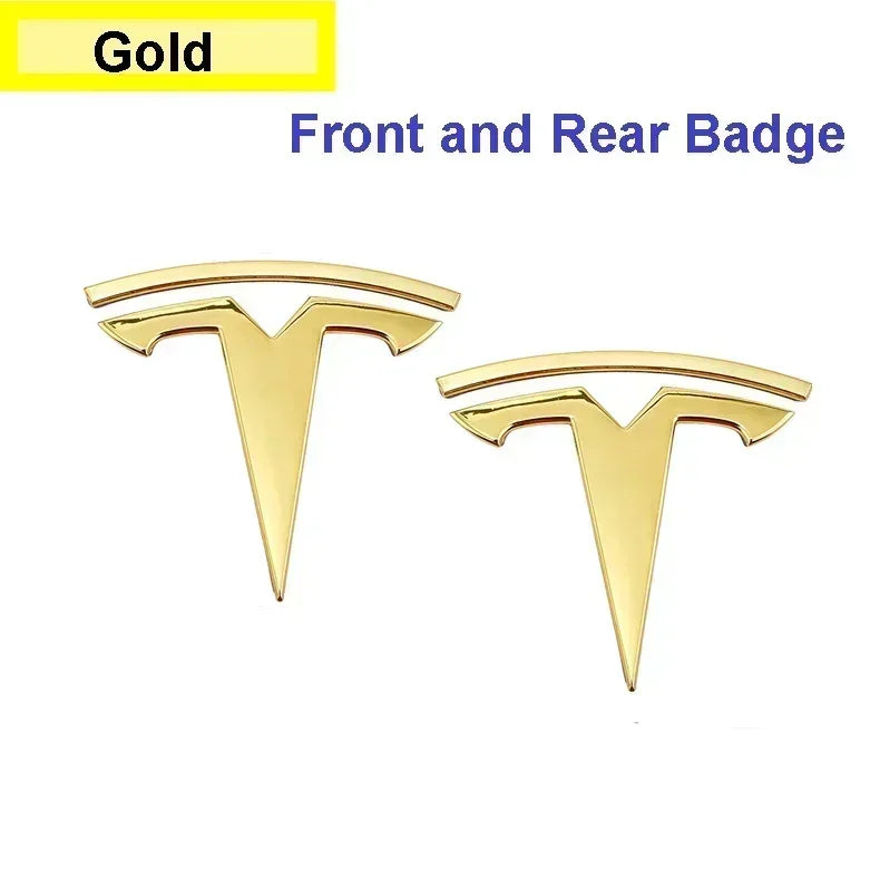 For Tesla Model 3 Mode Y Zinc Alloy Car Front Hood Logo Sticker Styling Auto Body Rear Trunk Emblem with Radian Accessories