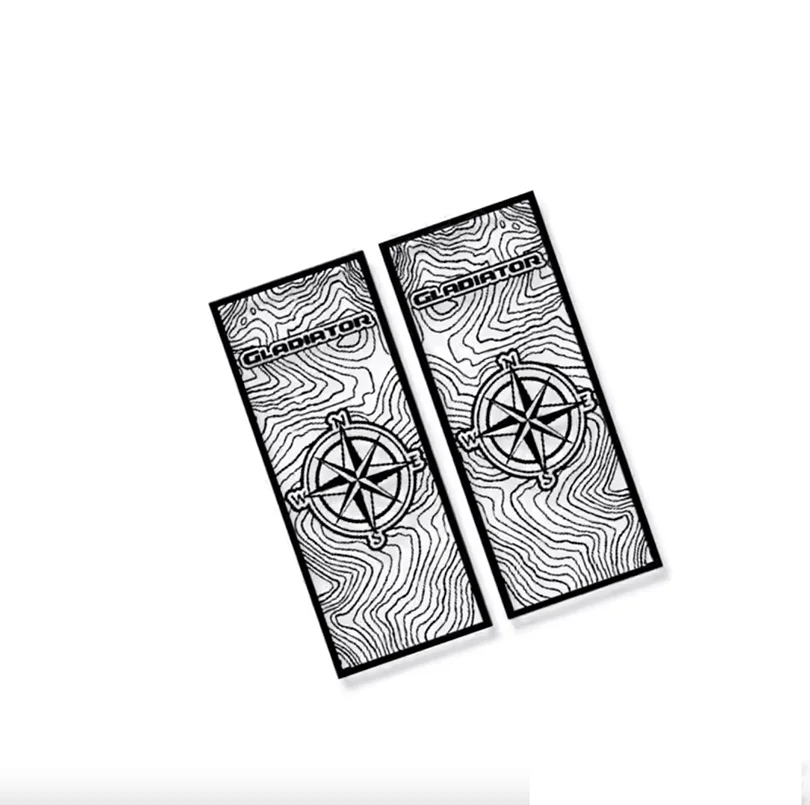 Compass Map & Skull Blackout Bedside & Tailgate Decal Kit for Jeep Gladiator JT | Vinyl Wrap Pair