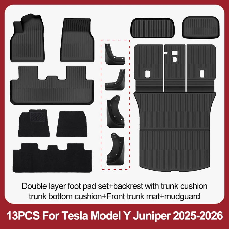 TPE Floor Mats & Luggage Mat for Tesla Model Y Juniper Premium / Performance (2025+) | All-Weather Set