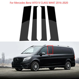 Glossy Black Window Pillar Post Cover for Mercedes Benz VITO V-Class W447 (2016–2023) | 4-Piece PC Trim