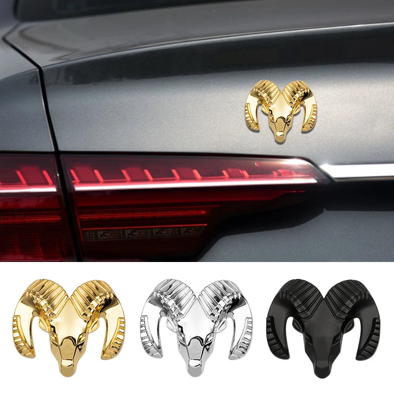 3D Metal Chrome Ram Head Emblem Badge for Dodge | Car Body Rear Trunk Styling Sticker