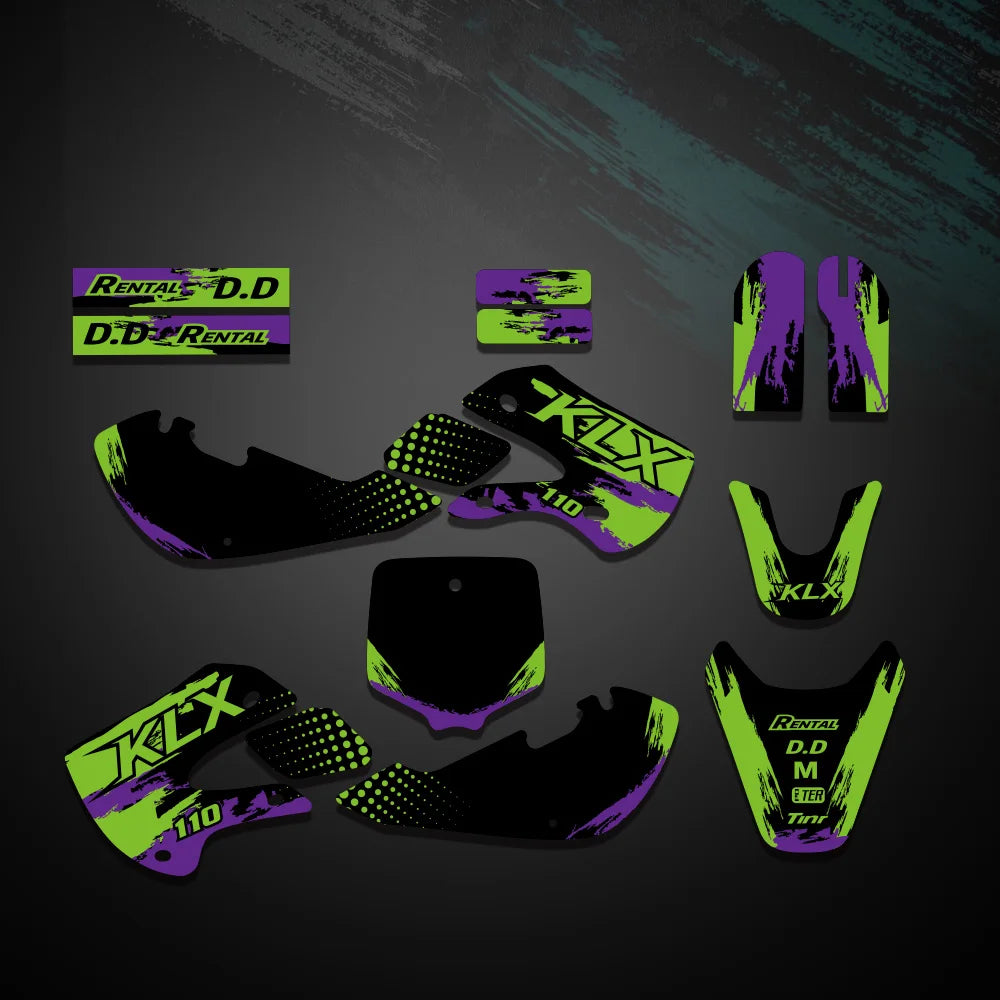 Sticker Decal Kit for Kawasaki KX65 (2000-2013) & KLX110 (2000-2009)