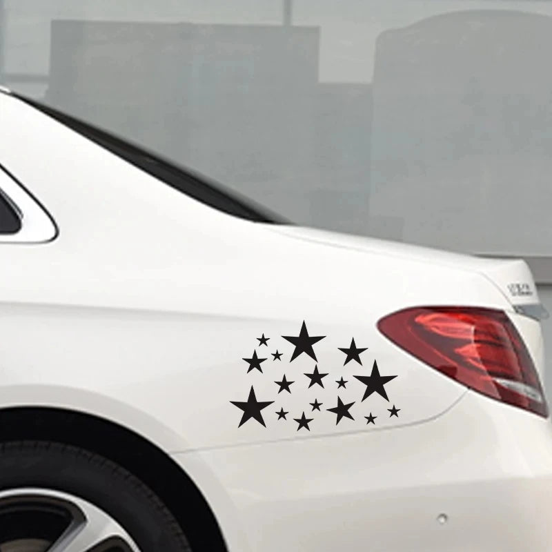 Star Pattern Car Decals | 24-Piece Waterproof Auto Tuning Vinyl Sticker Set for Bumper & Window