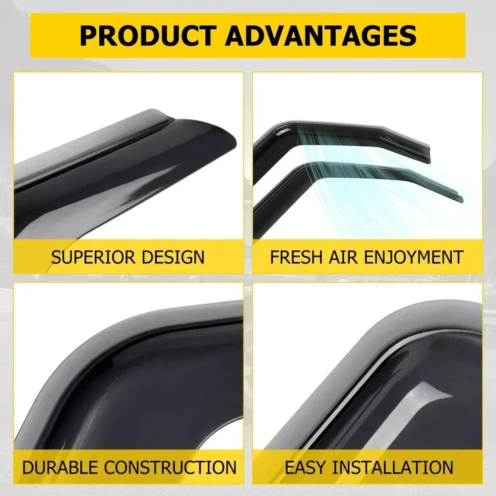 Side Window Deflectors Sun Visor Rain Guards for Ford F-150 / Trucks | 4-Piece Weather Shield