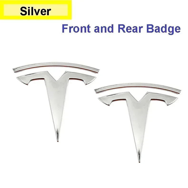 For Tesla Model 3 Mode Y Zinc Alloy Car Front Hood Logo Sticker Styling Auto Body Rear Trunk Emblem with Radian Accessories