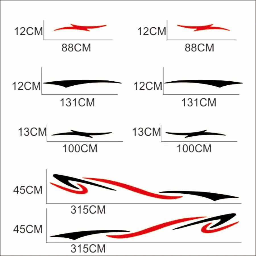 Two Side RV Stripes Vinyl Graphics - Decals for Travel Trailers, Caravans, and Camper Vans