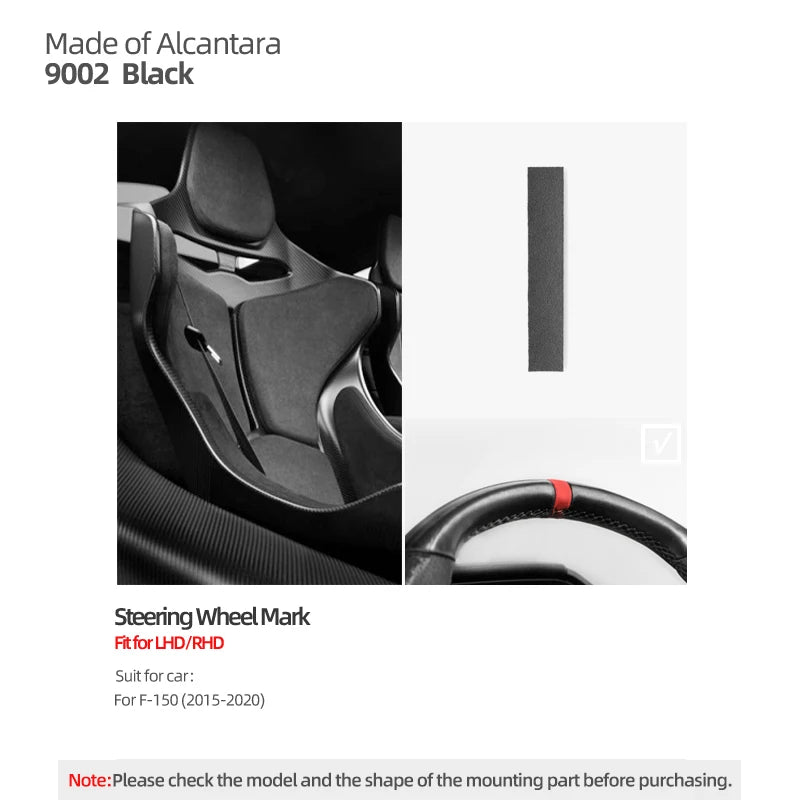 Made of Alcantara For Ford F-150 SVT Raptor 2015-2020 Steering Wheel Center Line Top Marker Trim Sticker Car Interior Accessory