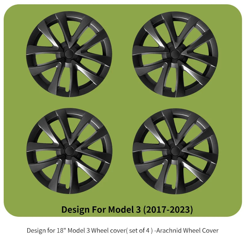 18" Sakura Style Hub Cap for Tesla Model 3 (2017–2023) | 4-Piece ABS Replacement Wheel Cover