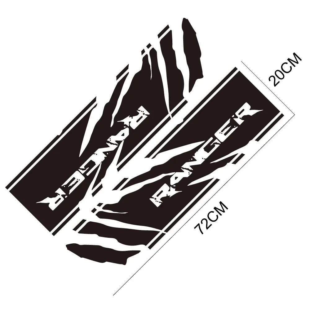 Rear Bed Side Stripe Decal for Ford Ranger Raptor | 2-Piece Vinyl Trunk Graphic