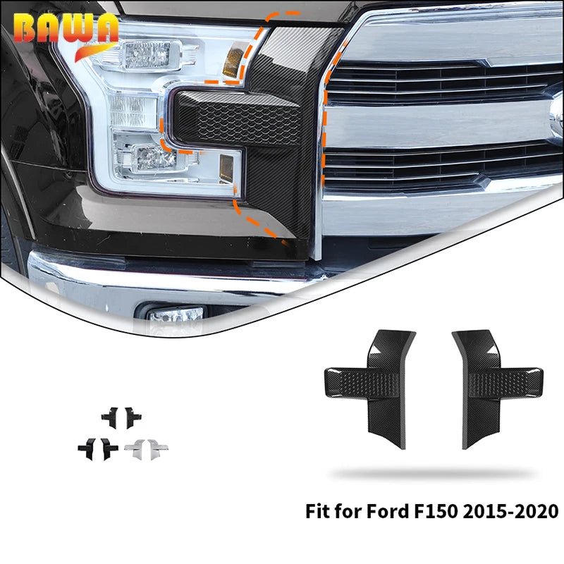 BAWA Front Headlight Grille Light Lamp Eyelid Eyebrow Decoration Stickers For Ford F150 2015-2020 Car Exterior Accessories