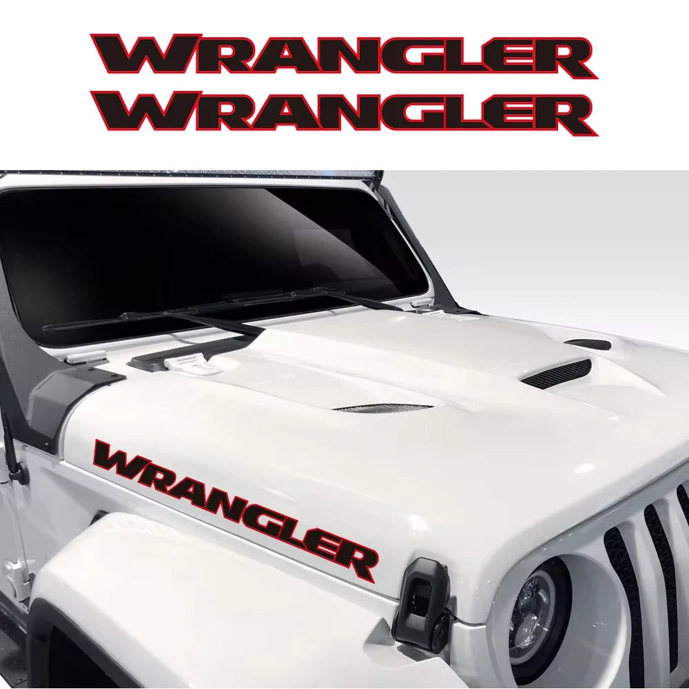 Jeep Wrangler Hood & Door Vinyl Decal – Engine Cover Bonnet Sticker | JK, JL, TJ, YJ, Unlimited, Sahara | 13 Colors