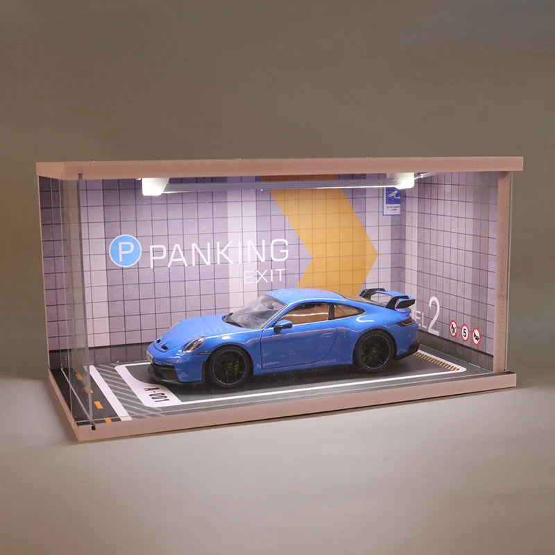 1:18 Car Models Parking lot Solid  Parking Garage Model With lights And Acrylic Dust Cover