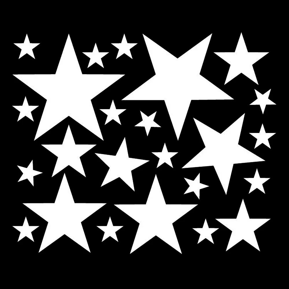 Star Pattern Car Decals | 24-Piece Waterproof Auto Tuning Vinyl Sticker Set for Bumper & Window