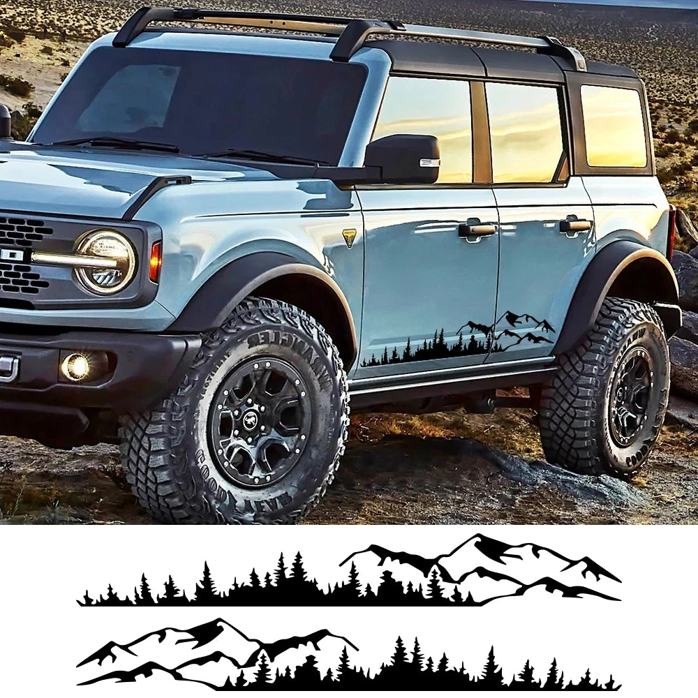 2PC Ford Bronco 2021-2023 Forest Mountain Range Graphics - Vinyl Decal Accessories