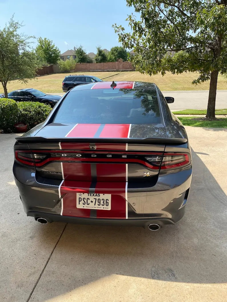 Car Stickers twin two-tone rally stripe fits all models from 2005 onwards FOR Dodge Charger GT R/T Scat Pack Hellcat Demon T/A