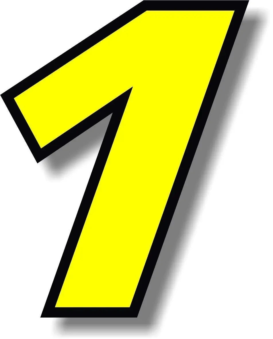 Number Sticker Invidual F155 Number Vinyl Sticker – Yellow Black Border | Digits 0–9 | 2 Sizes ...