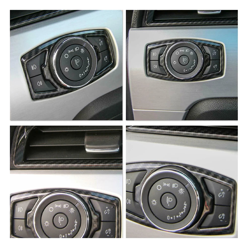 Carbon Fiber Headlight Switch Trim Cover for Ford Mustang (2015+) | 1pc