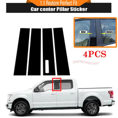 Fit For Ford F-150 2015 2016 2017 2018 2019-2023 Silvery Carbon Glossy Black Pillar Posts Door Window Decal  Trim Cover Sticker