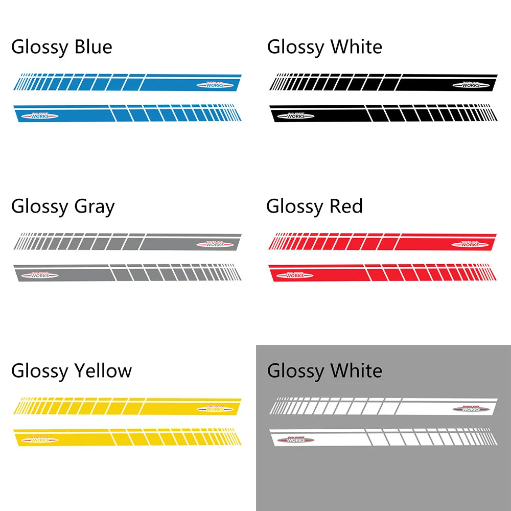 JCW Door Side Skirt Stripe Decal for Mini Cooper | 2-Piece Vinyl Decoration Kit