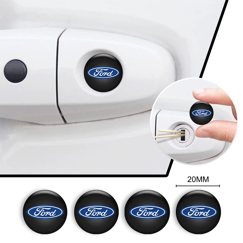 20mm Car Lock Keyhole Dustproof Decal Stickers for Ford Mustang / Bronco / Fiesta / Focus | 4-Piece