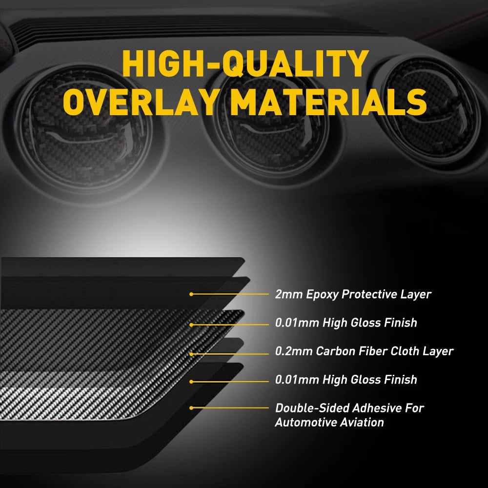 Carbon Fiber Headlight Switch Trim Cover for Ford Mustang (2015+) | 1pc